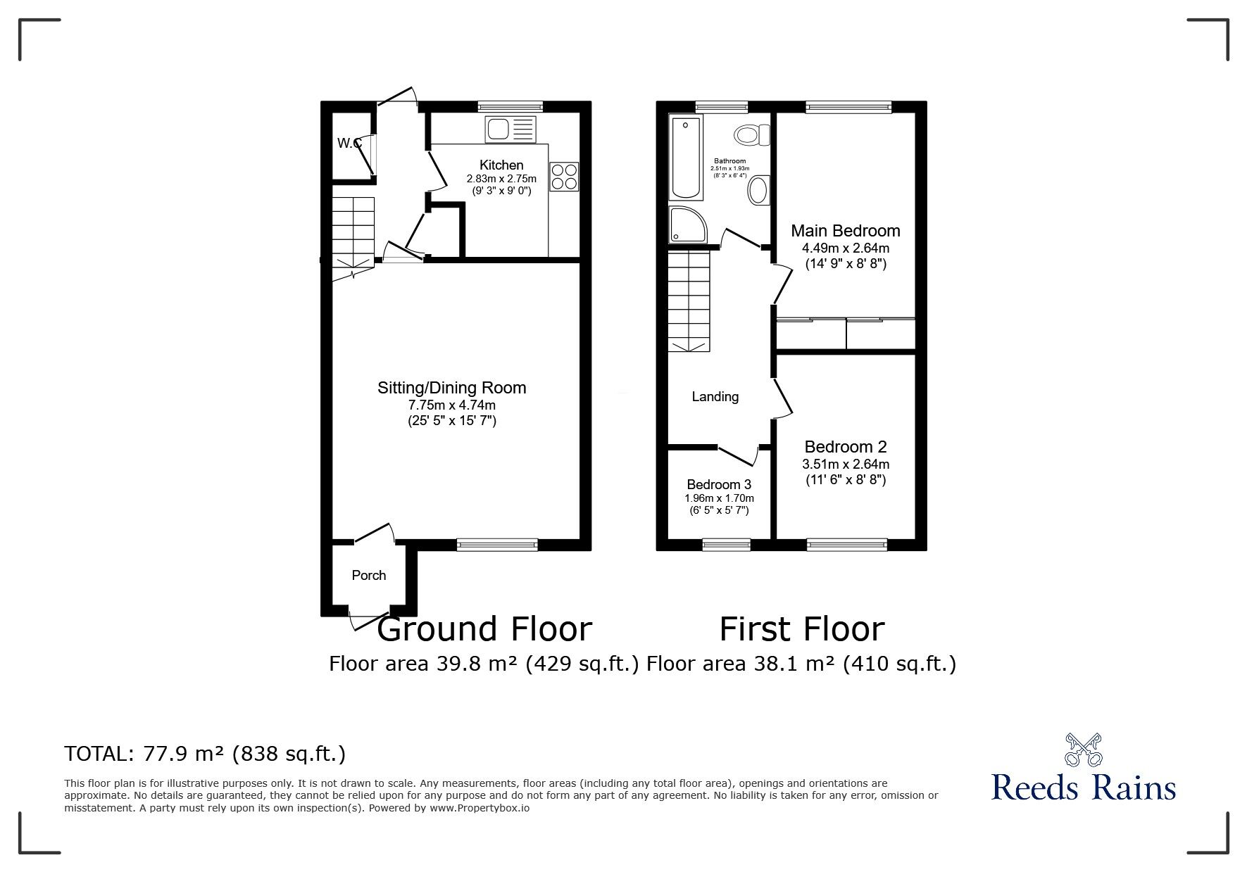 Floorplan of 3 bedroom Mid Terrace House for sale, Heather Way, Stanley, Durham, DH9