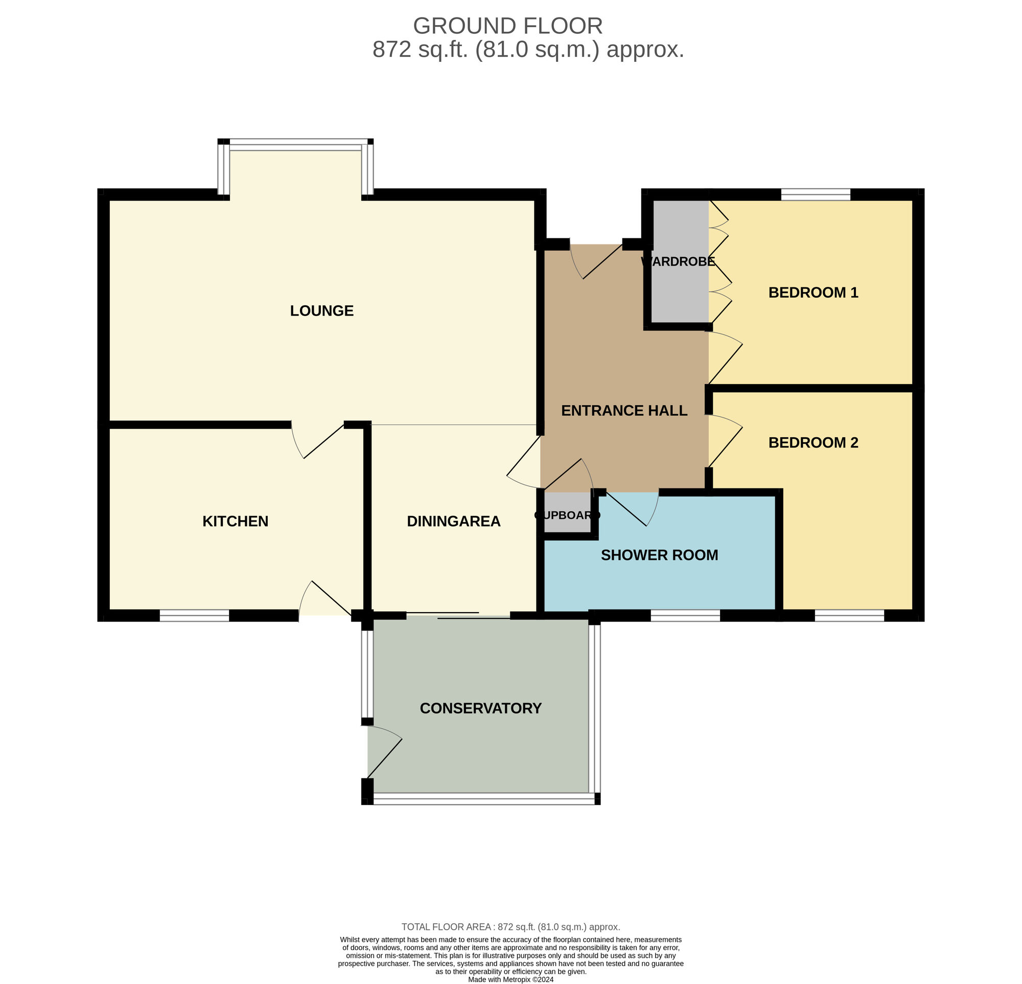 Floorplan of 2 bedroom Detached Bungalow for sale, Norwich Avenue, Stockton-on-Tees, Durham, TS19