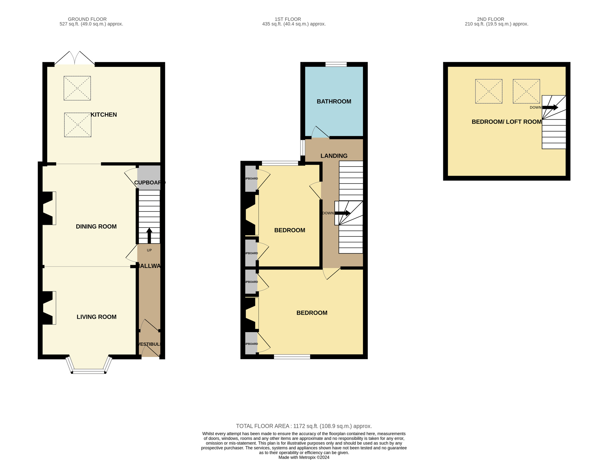 Floorplan of 3 bedroom Mid Terrace House for sale, Harper Terrace, Stockton-on-Tees, Durham, TS18