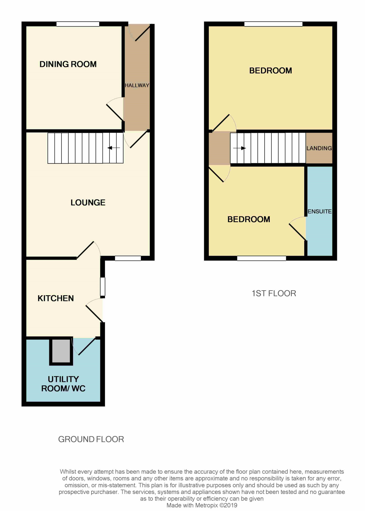 Floorplan of 2 bedroom Mid Terrace House for sale, Myrtle Road, Eaglescliffe, Cleveland, TS16