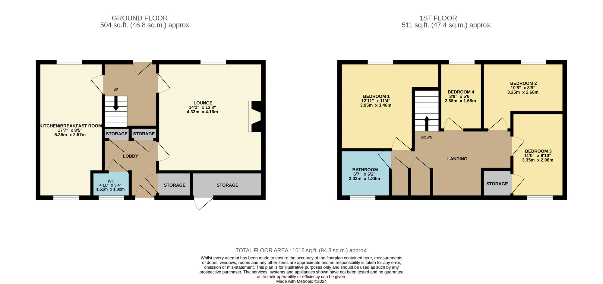 Floorplan of 4 bedroom Semi Detached House for sale, Manor Walk, Stillington, Durham, TS21