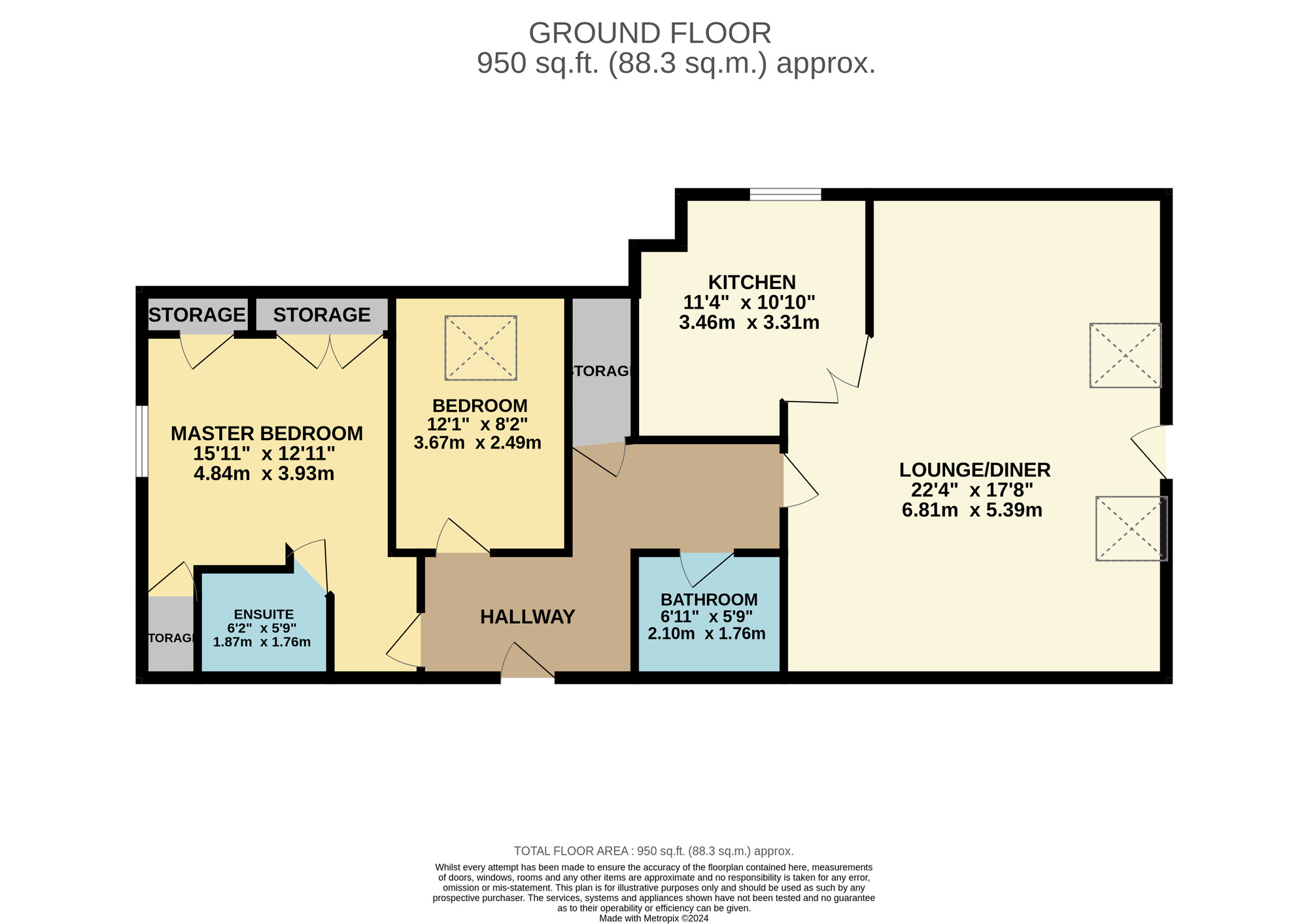 Floorplan of 2 bedroom  Flat for sale, The Avenue, Eaglescliffe, Durham, TS16