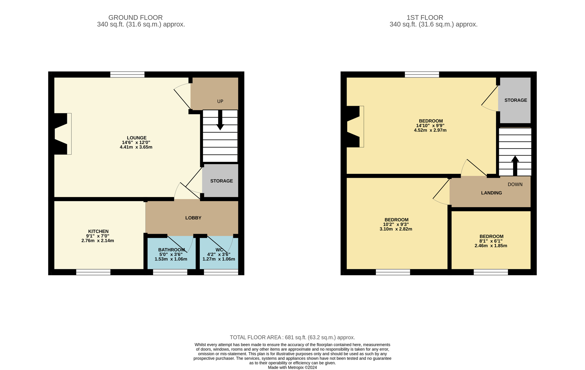 Floorplan of 3 bedroom Semi Detached House for sale, Moorside Crescent, Fishburn, Durham, TS21