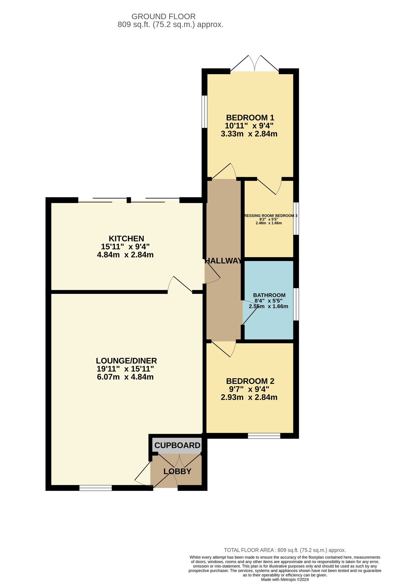 Floorplan of 2 bedroom Semi Detached Bungalow for sale, Biretta Close, Stockton-on-Tees, Durham, TS19