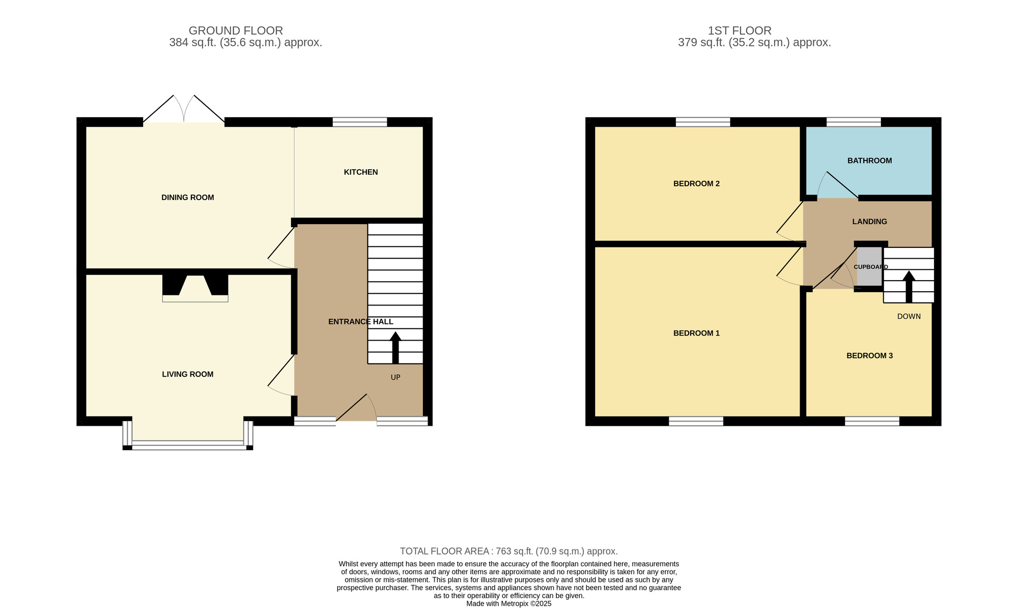 Floorplan of 3 bedroom Mid Terrace House for sale, Inskip Walk, Stockton-on-Tees, Durham, TS19