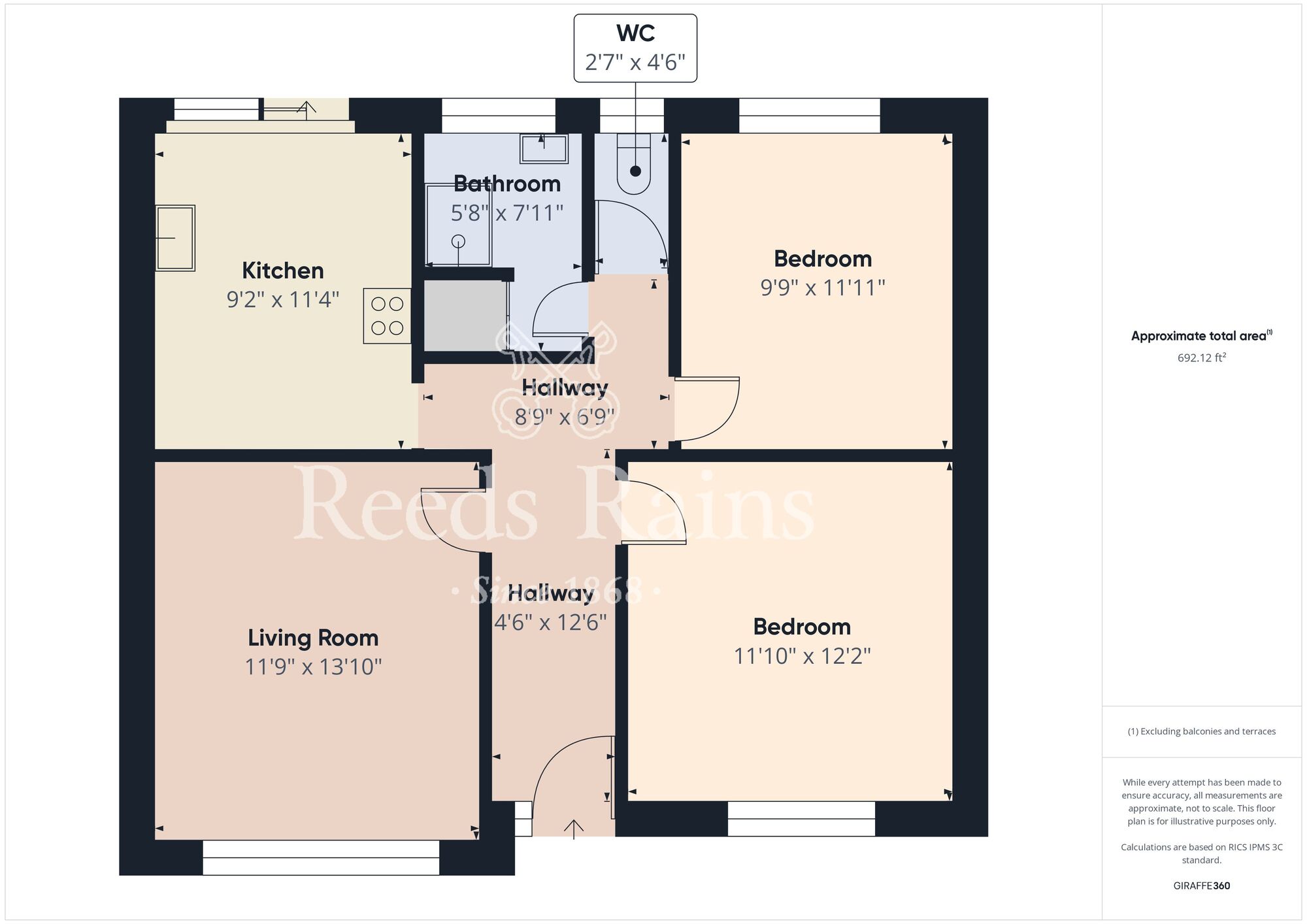 Floorplan of 2 bedroom Semi Detached Bungalow for sale, Almond Grove, Stockton-on-Tees, TS19