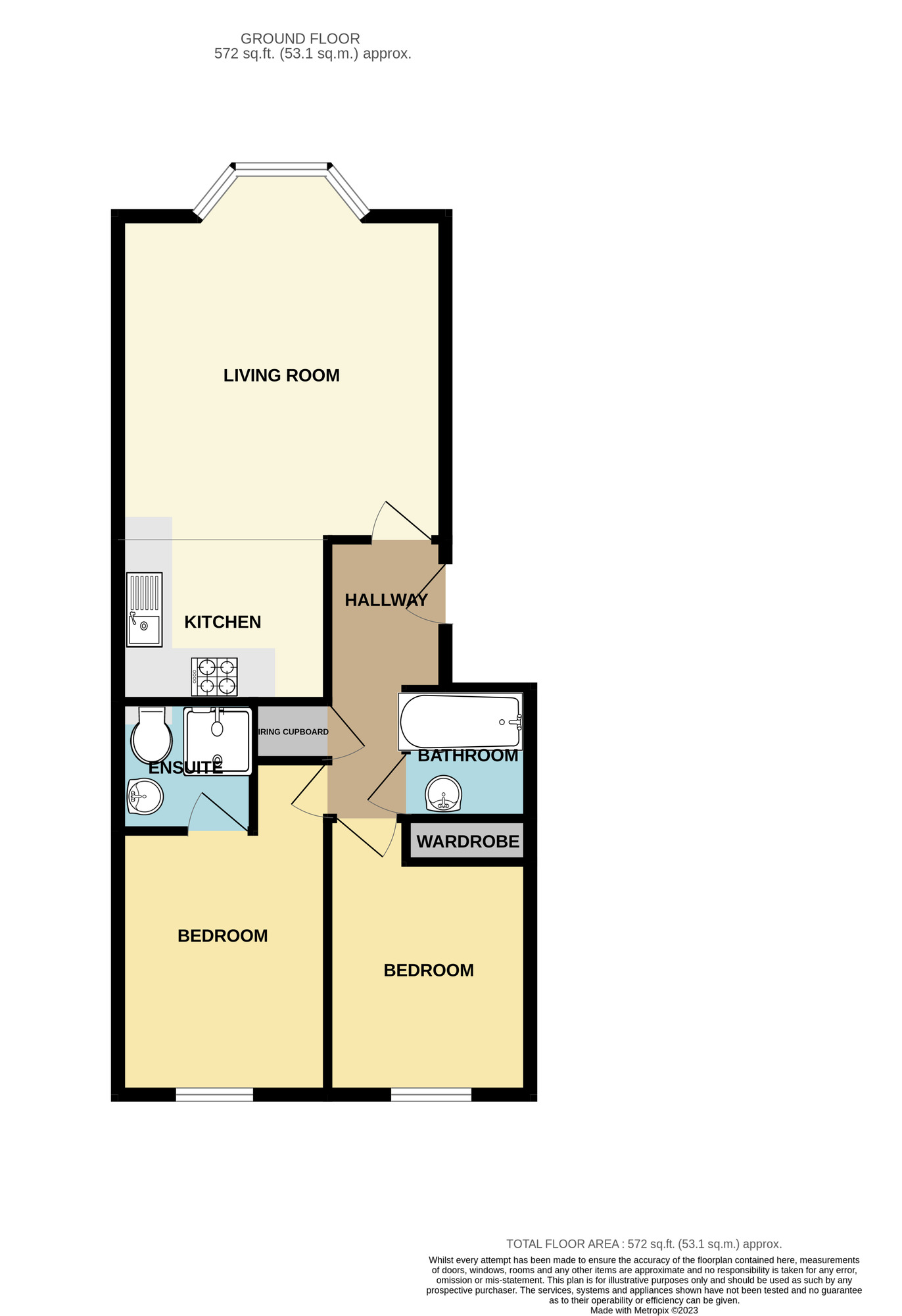 Floorplan of 2 bedroom  Flat to rent, Fairview Gardens, Stockton-on-Tees, Durham, TS20