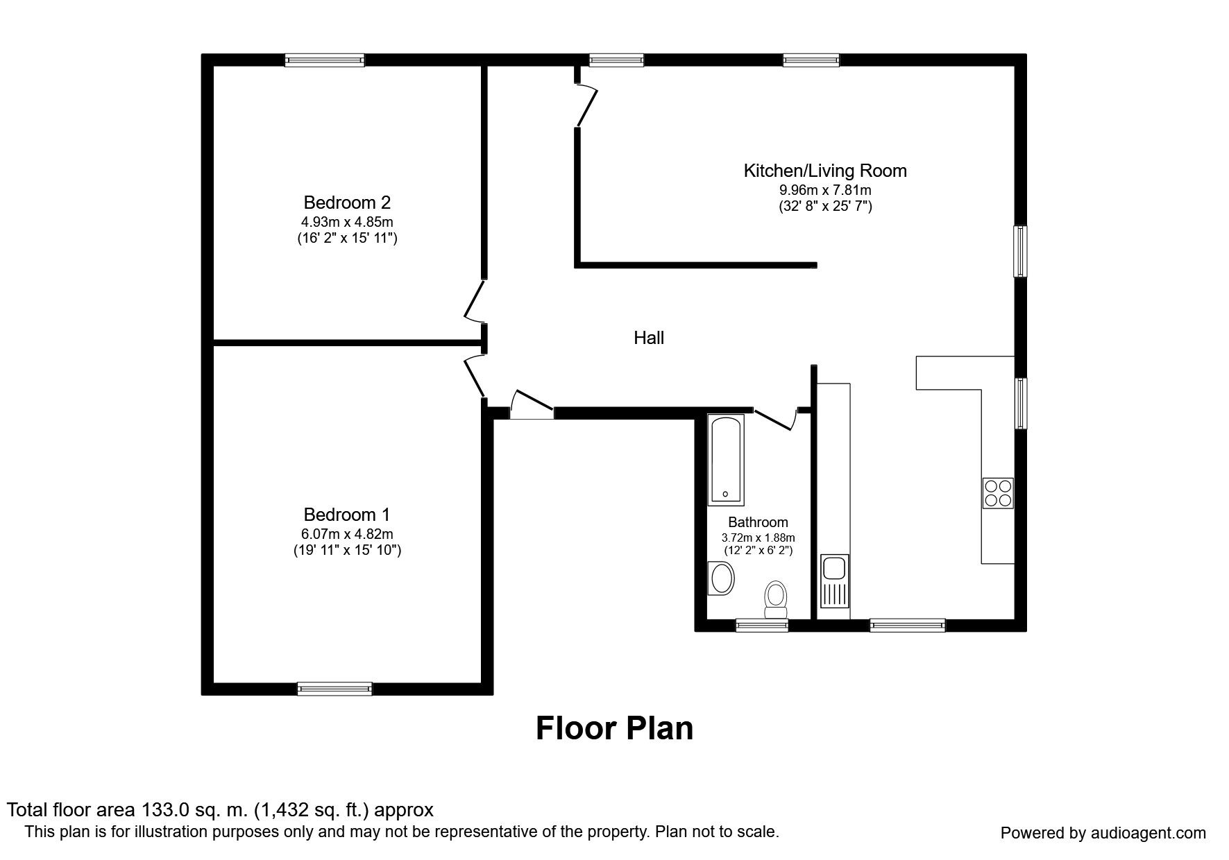 Floorplan of 2 bedroom  Flat to rent, Flat 3 45  Woodthorpe Lane, Wakefield, West Yorkshire, WF2