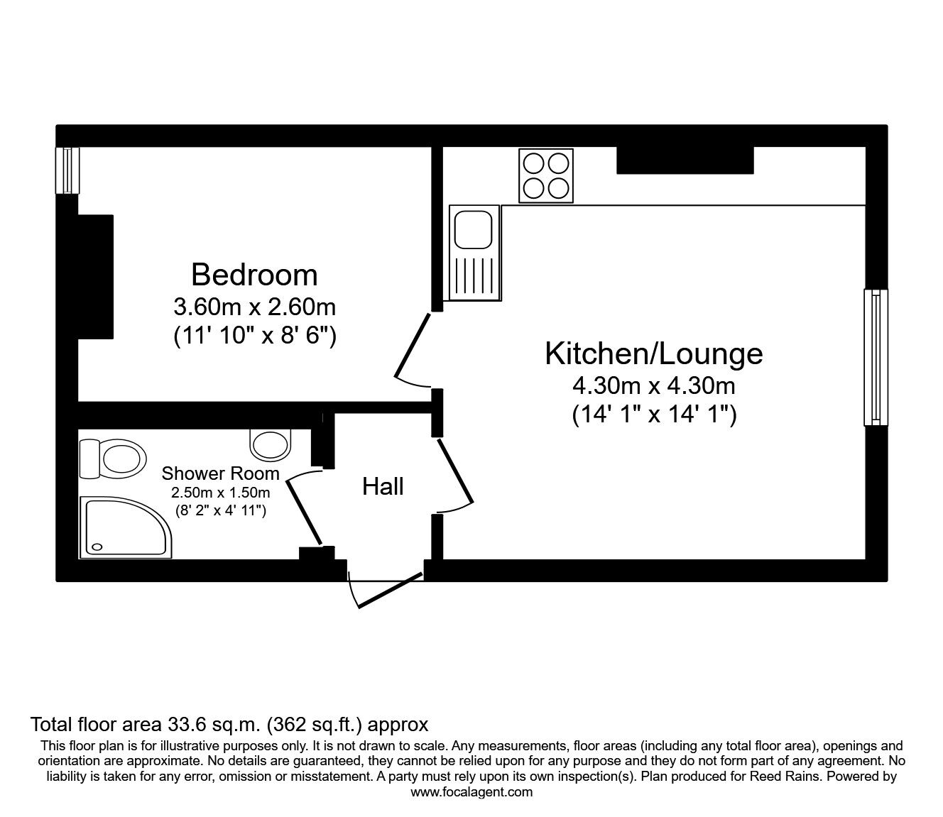 Floorplan of 1 bedroom  Flat to rent, Doncaster Road, Wakefield, West Yorkshire, WF1