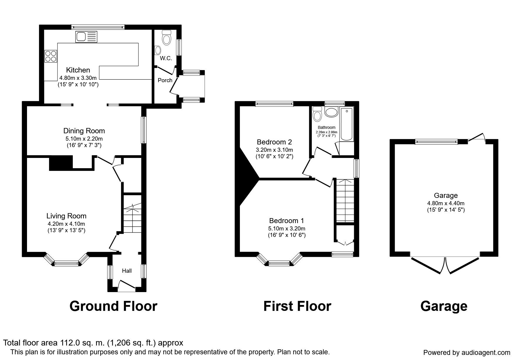 Floorplan of 2 bedroom End Terrace House to rent, Oakwood Avenue, Wakefield, West Yorkshire, WF2