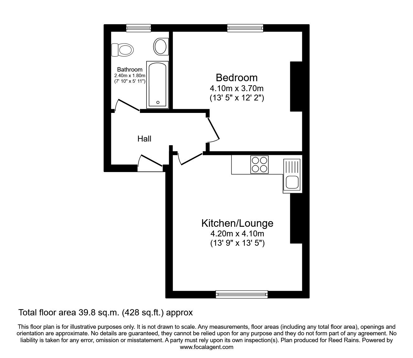 Floorplan of 1 bedroom  Flat to rent, Doncaster Road, Wakefield, West Yorkshire, WF1