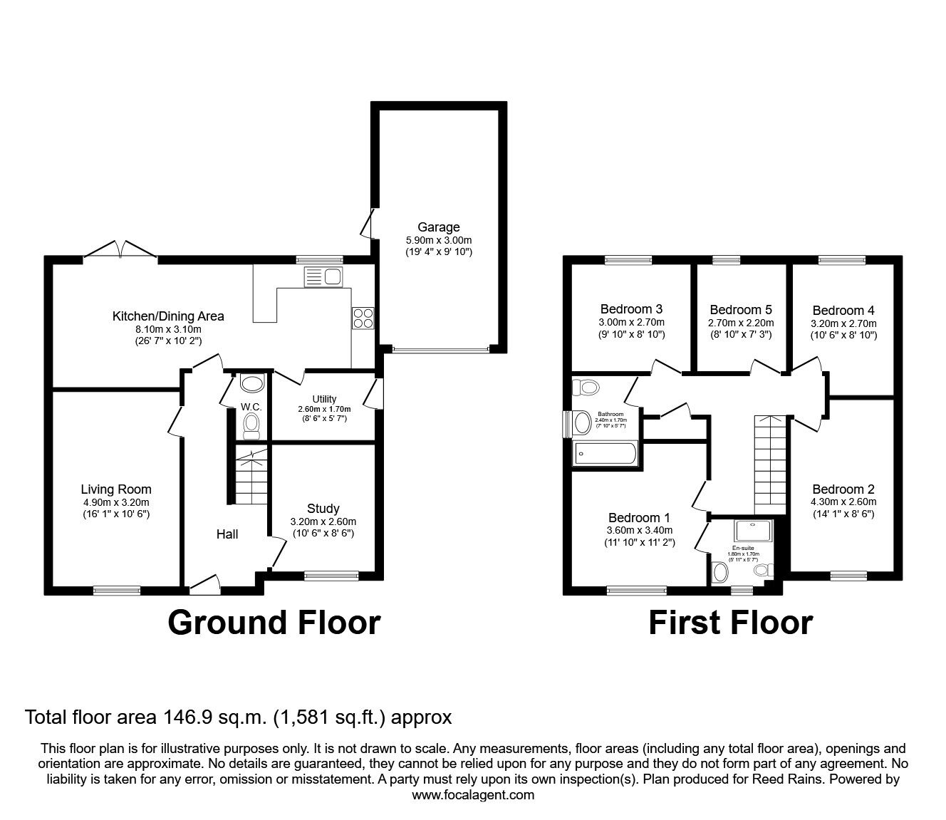 Floorplan of 5 bedroom Detached House to rent, Ruby Street, Wakefield, West Yorkshire, WF1