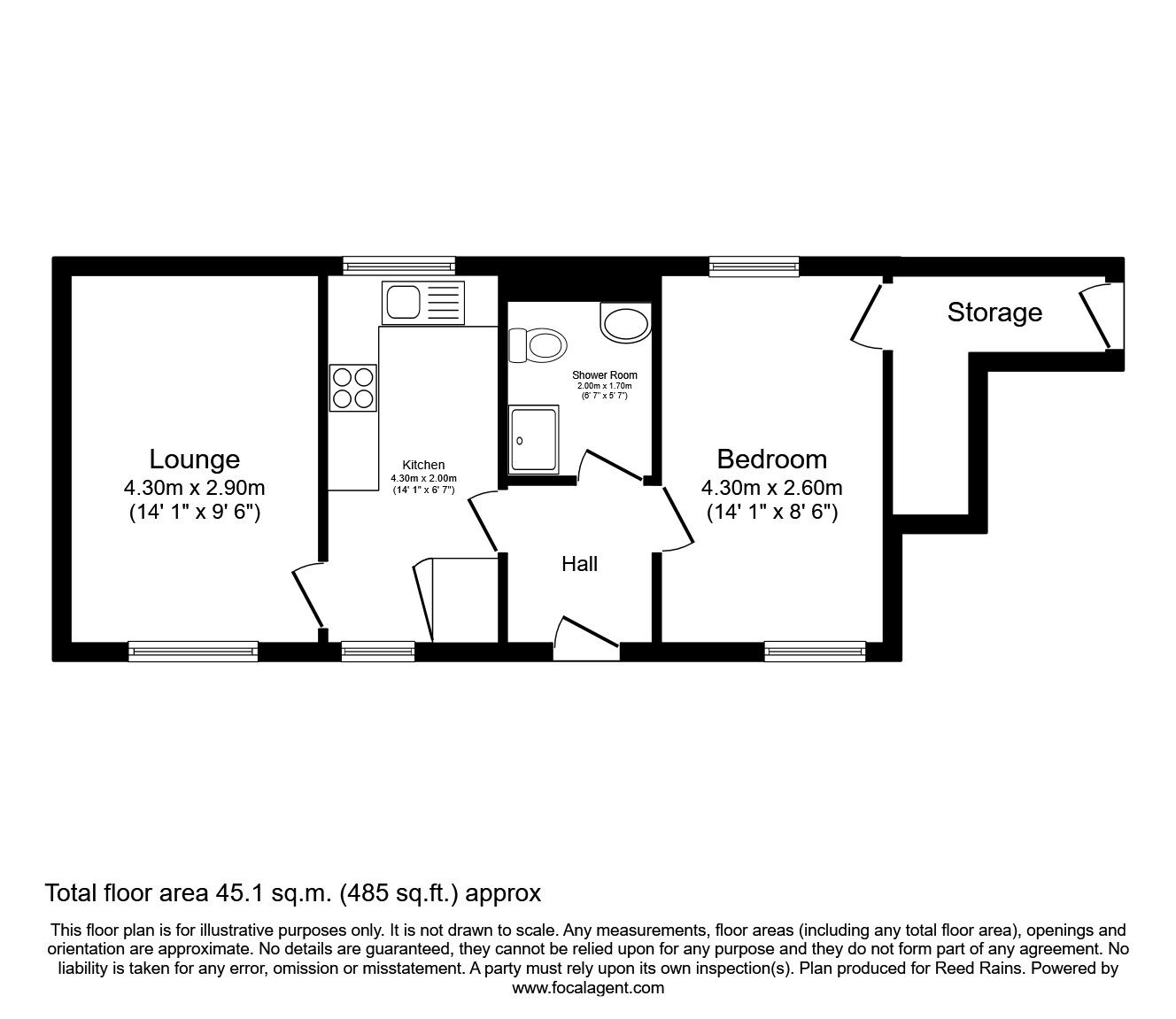 Floorplan of 1 bedroom  Flat to rent, Barstow Square, Wakefield, West Yorkshire, WF1