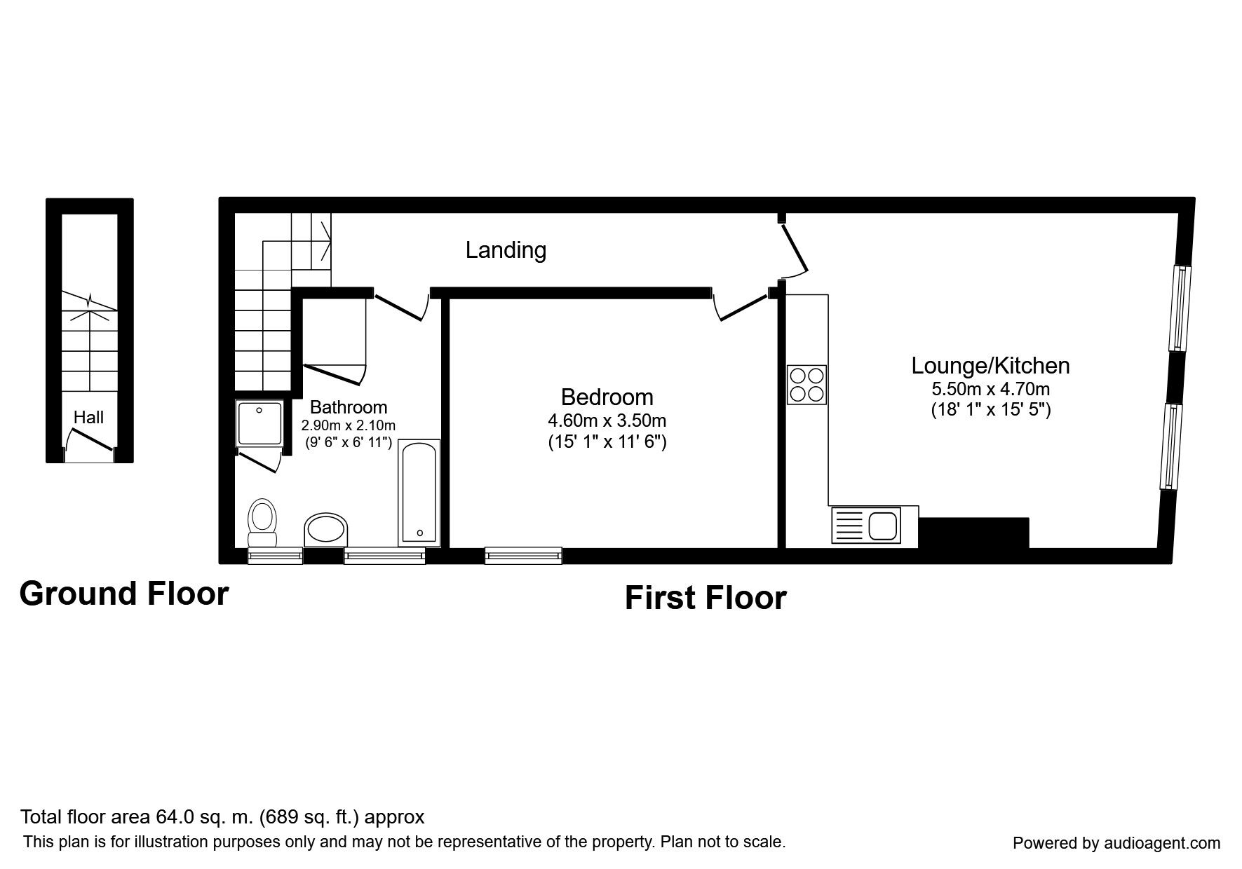 Floorplan of 1 bedroom  Flat to rent, The Springs, Wakefield, West Yorkshire, WF1