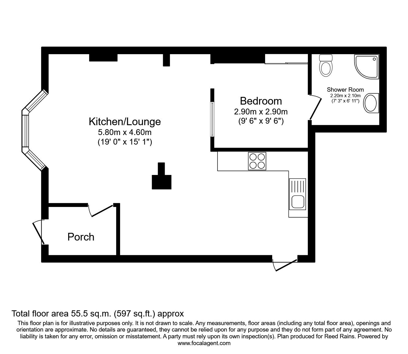 Floorplan of 1 bedroom  Flat to rent, Doncaster Road, Wakefield, West Yorkshire, WF1