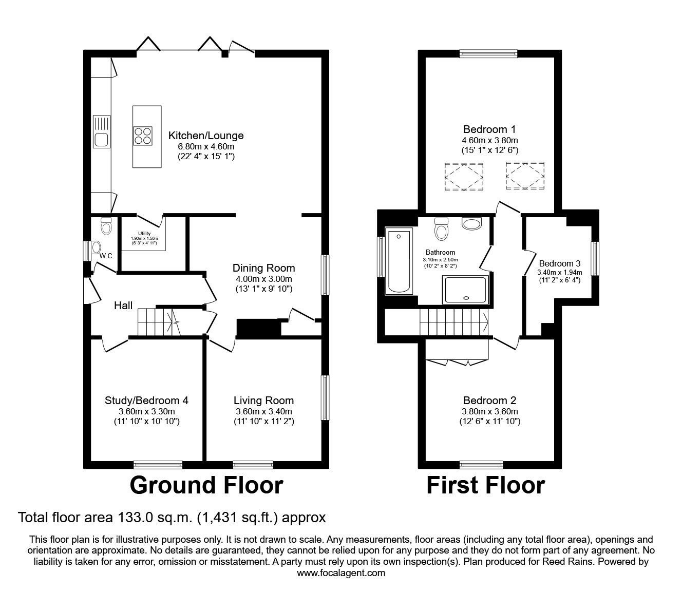 Floorplan of 4 bedroom Detached Bungalow for sale, Elmwood Drive, Walton, West Yorkshire, WF2