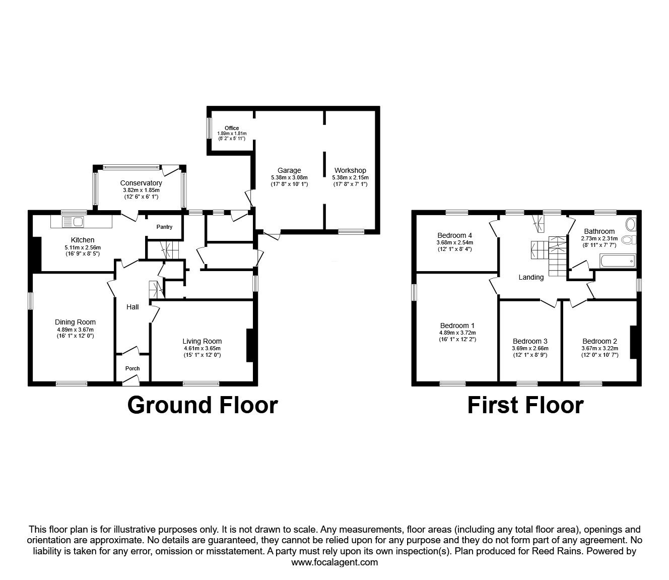 Floorplan of 4 bedroom Detached House for sale, Denby Dale Road, Wakefield, West Yorkshire, WF2