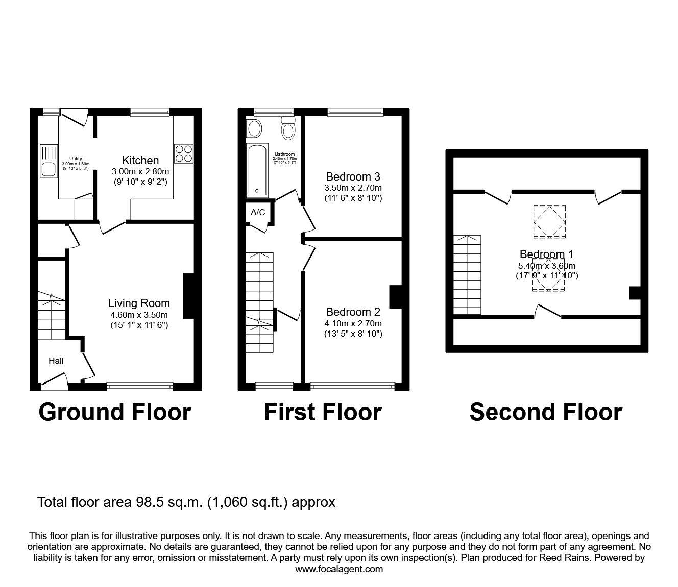 Floorplan of 3 bedroom Mid Terrace House for sale, Potovens Lane, Outwood, West Yorkshire, WF1