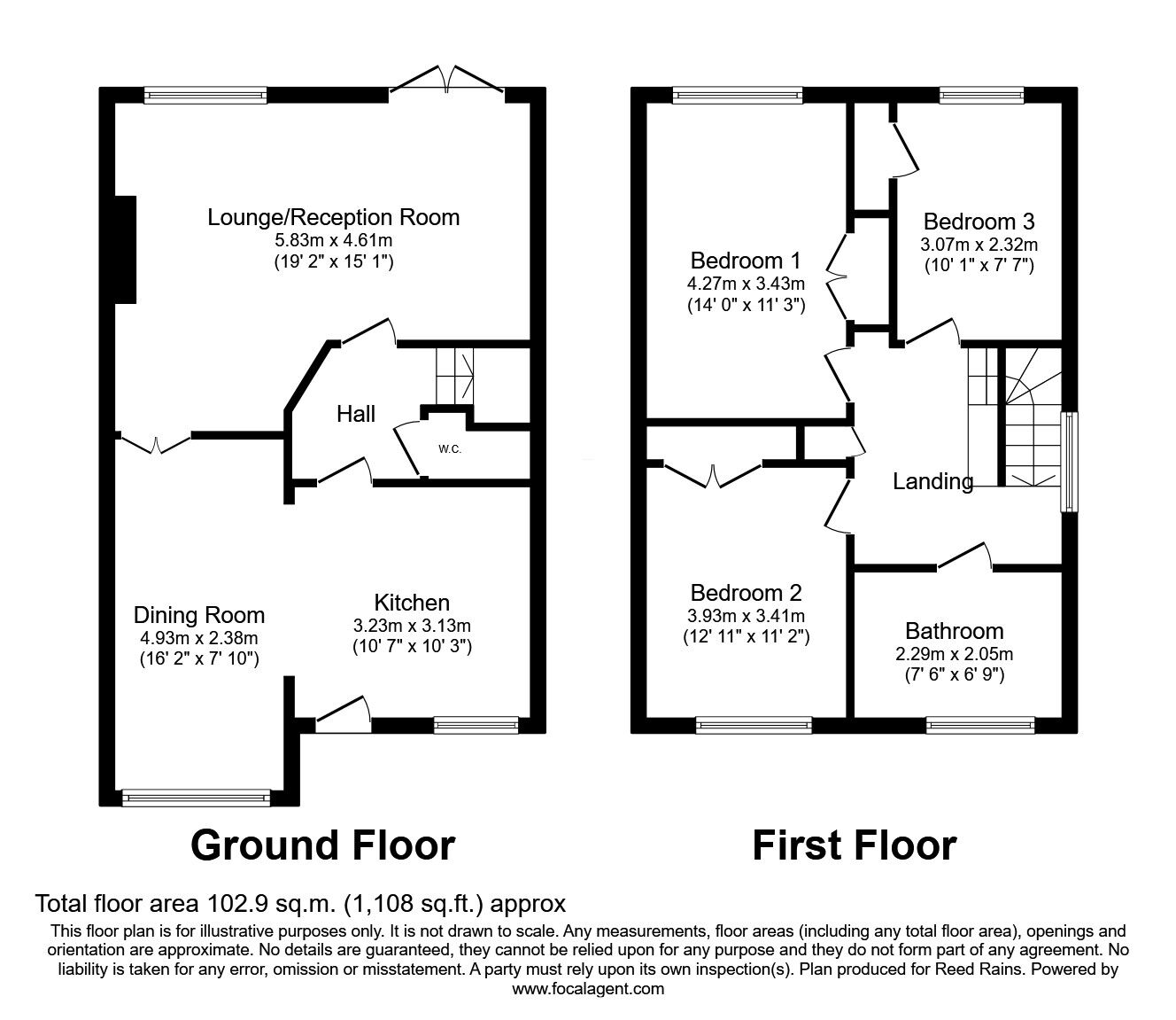 Floorplan of 3 bedroom Semi Detached House for sale, Danella Crescent, Wrenthorpe, West Yorkshire, WF2