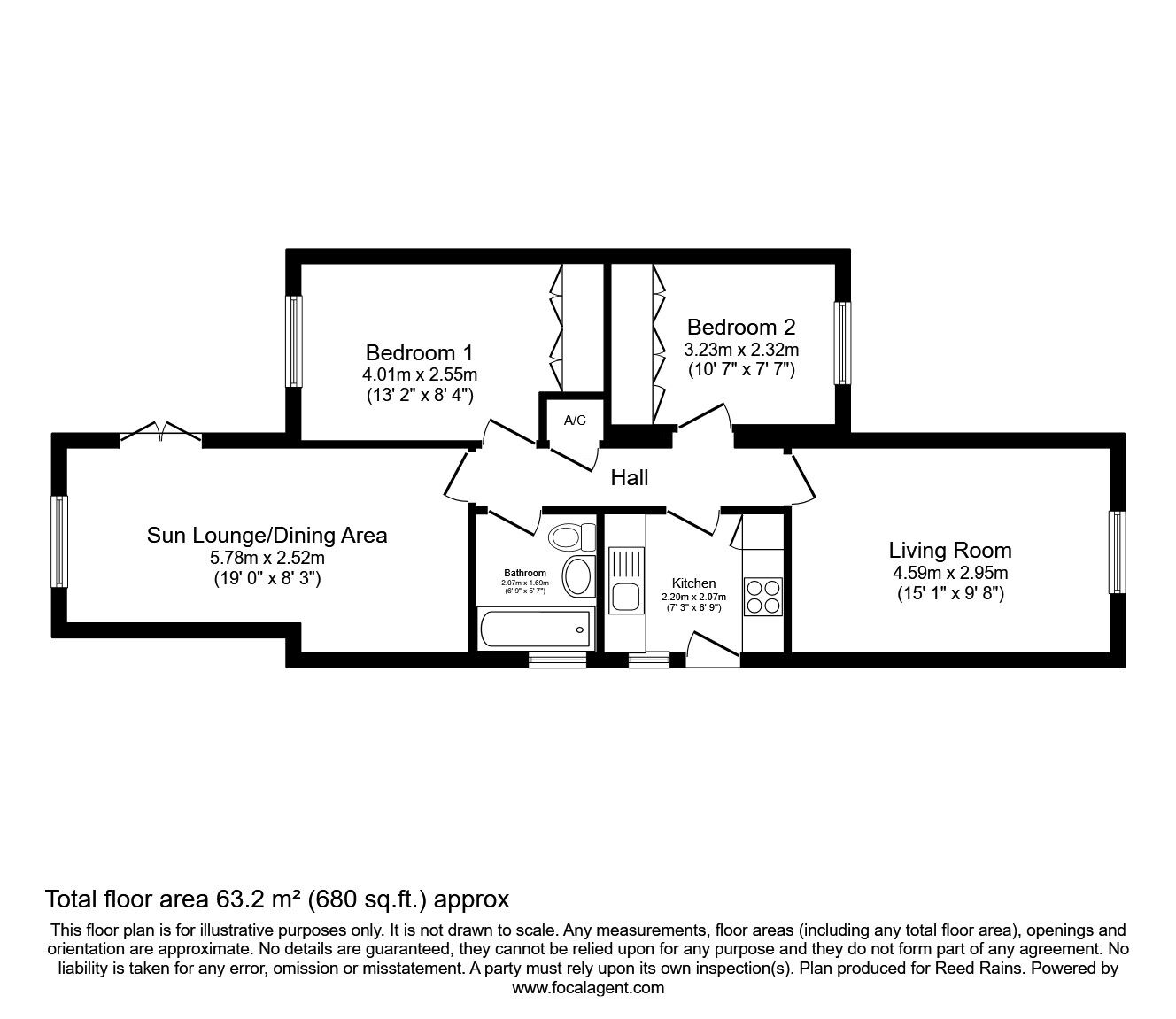 Floorplan of 2 bedroom Detached Bungalow for sale, Haldane Crescent, Wakefield, West Yorkshire, WF1