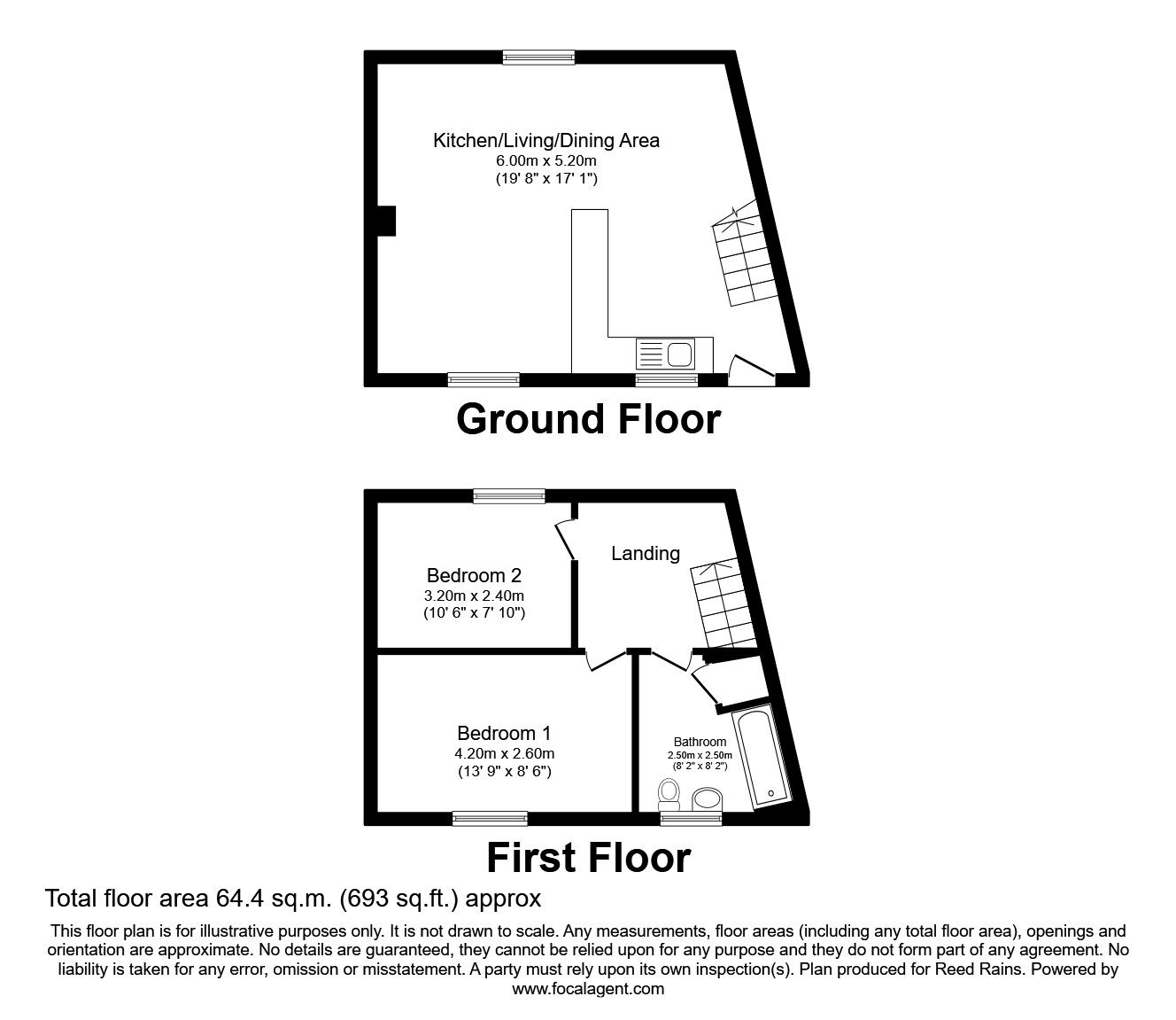 Floorplan of 2 bedroom End Terrace House to rent, Shay Lane, Walton, West Yorkshire, WF2