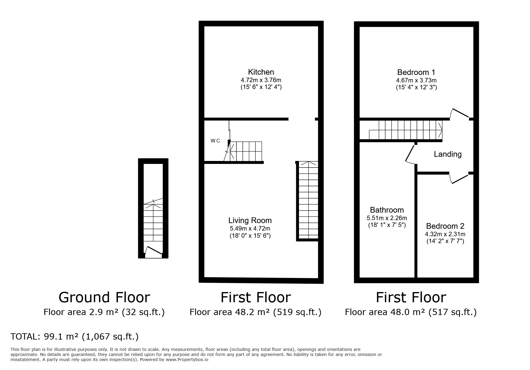 Floorplan of 2 bedroom  Flat for sale, Westmorland Street, Wakefield, West Yorkshire, WF1