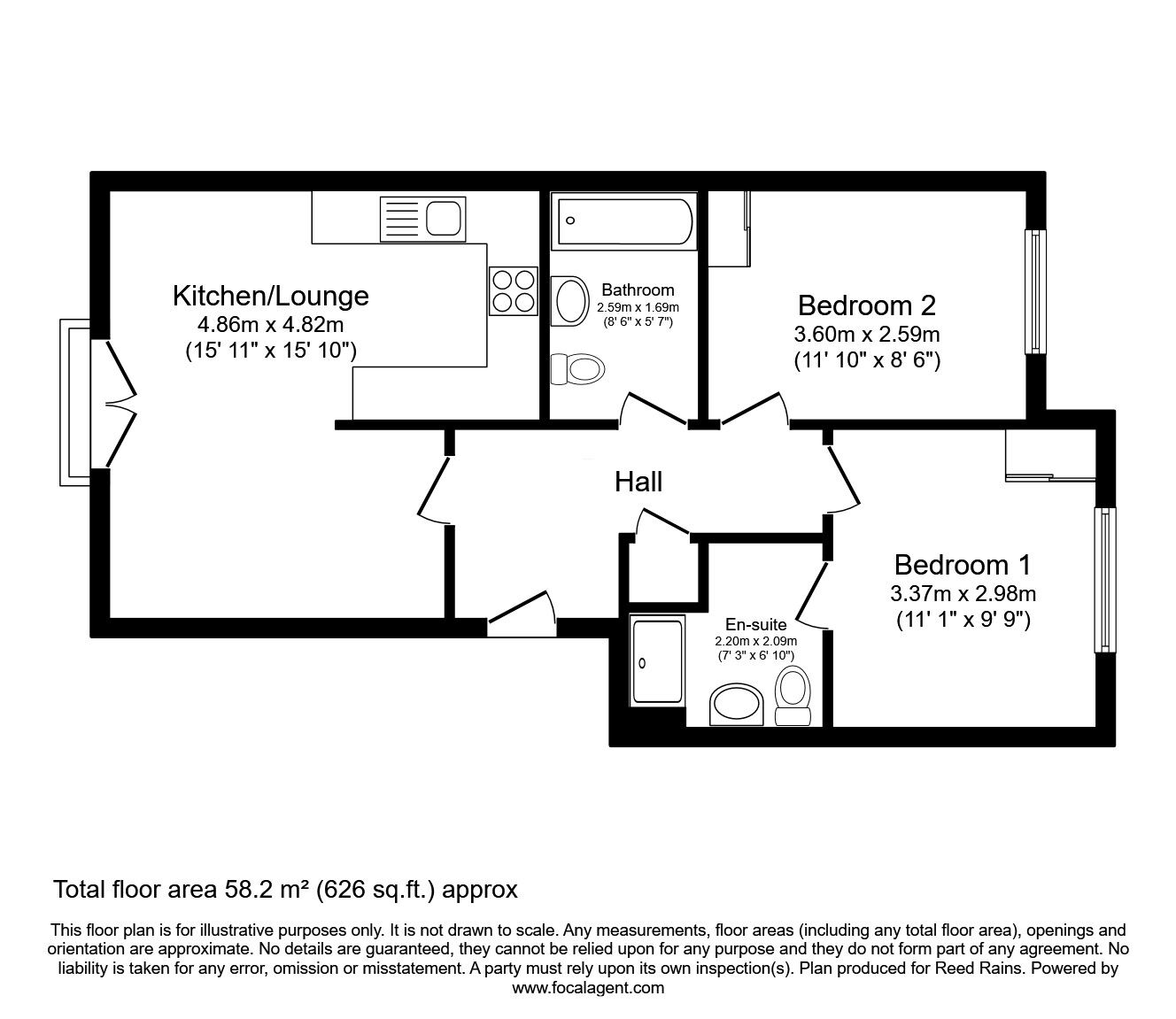 Floorplan of 2 bedroom  Flat for sale, Royal Troon Mews, Wakefield, West Yorkshire, WF1