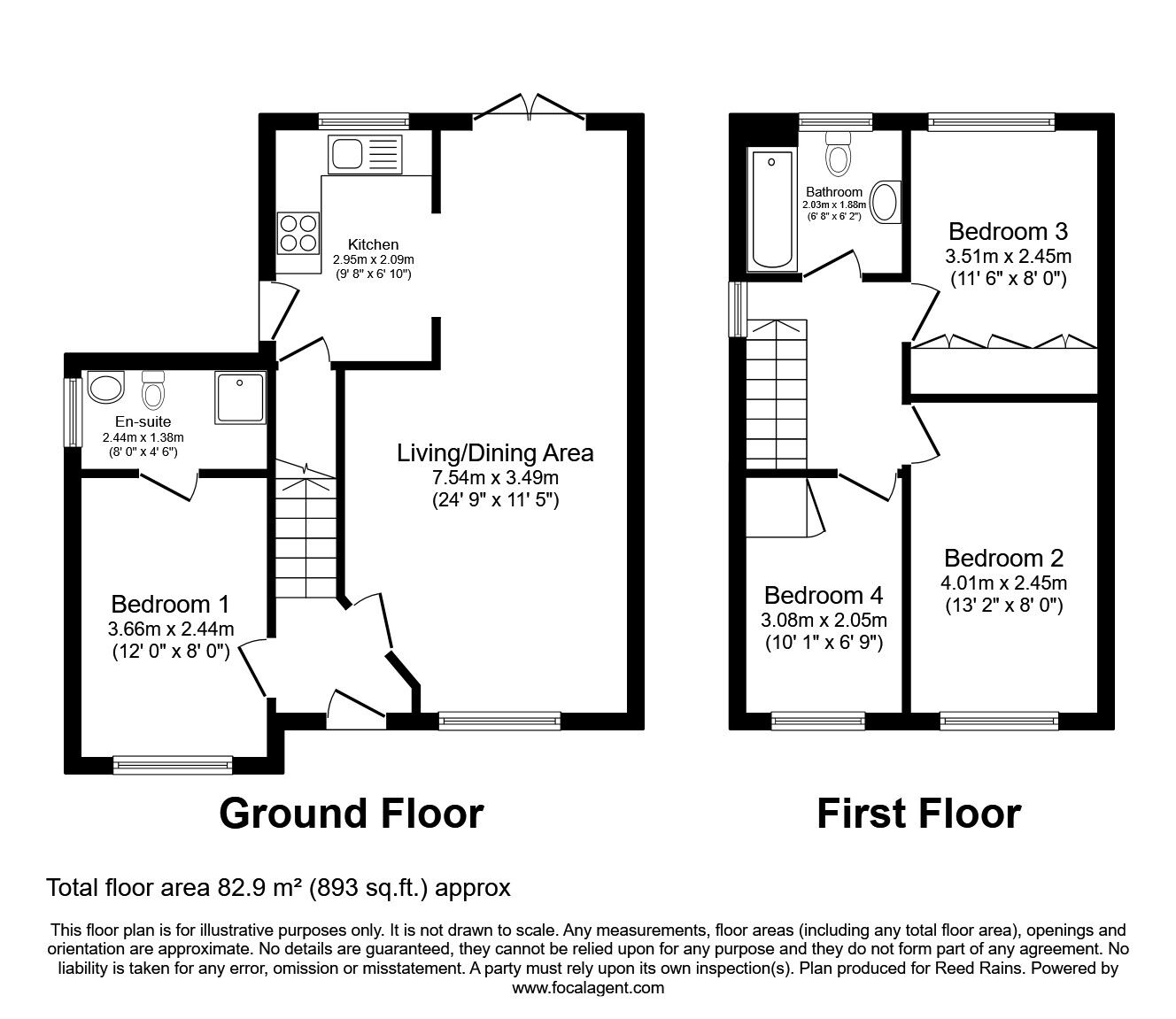 Floorplan of 4 bedroom Semi Detached House for sale, Holby Square, Wakefield, West Yorkshire, WF2