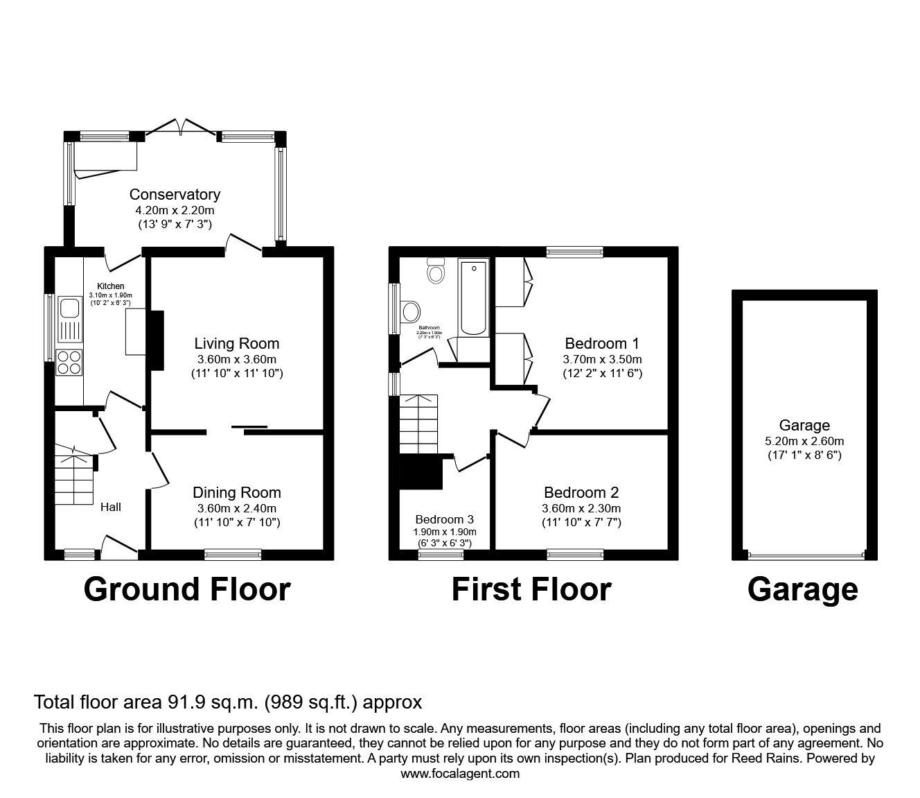 Floorplan of 3 bedroom Semi Detached House for sale, Long Causeway, Stanley, West Yorkshire, WF3