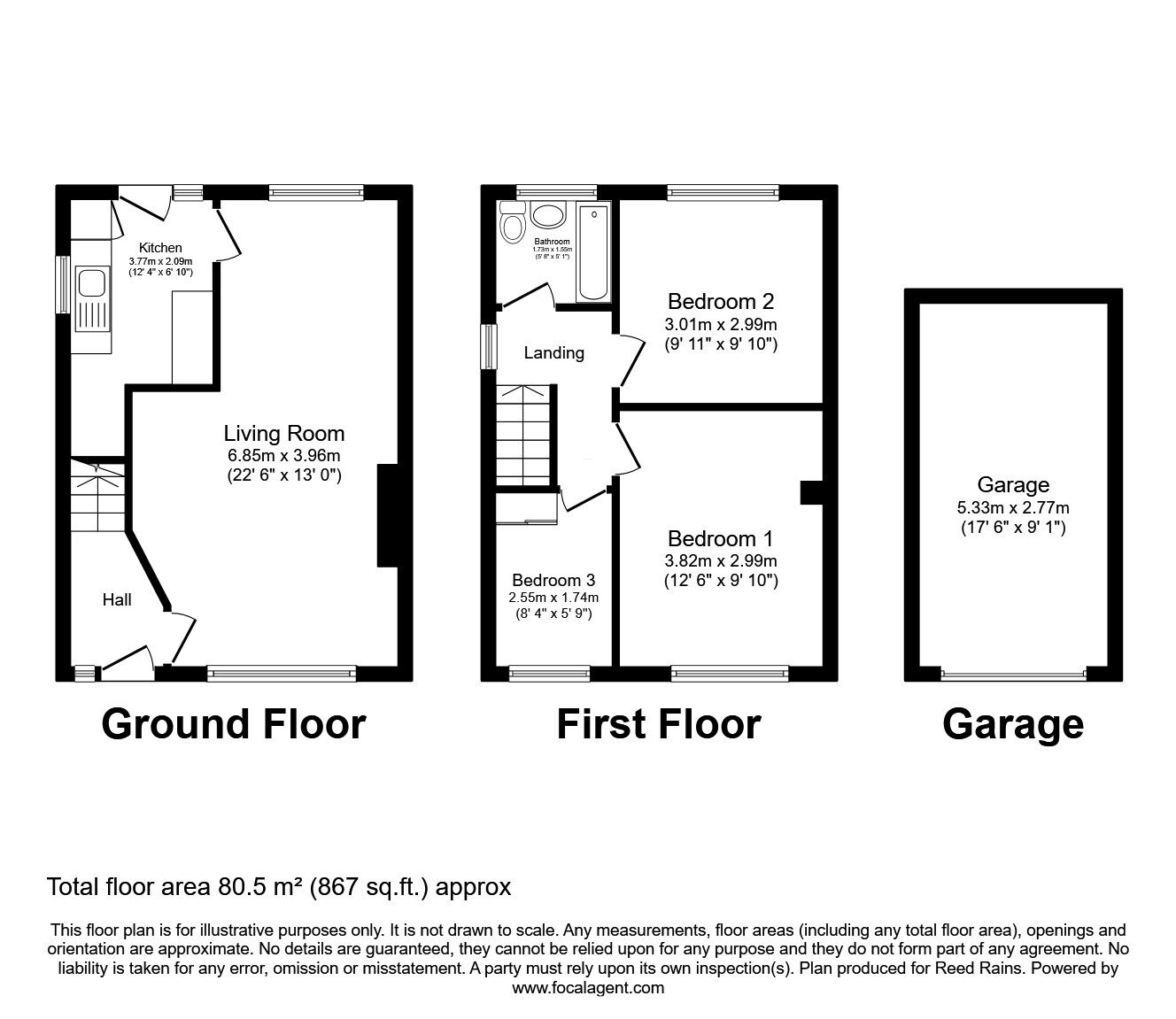 Floorplan of 3 bedroom Semi Detached House for sale, Meadowfields Close, Crofton, West Yorkshire, WF4