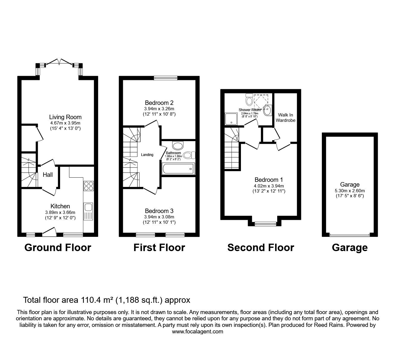 Floorplan of 3 bedroom Mid Terrace House for sale, Twill Close, Wakefield, West Yorkshire, WF2