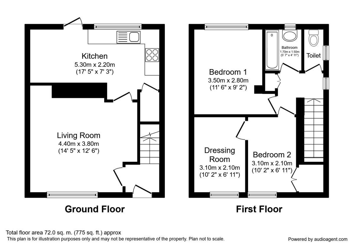 Floorplan of 2 bedroom Semi Detached House for sale, Wharncliffe Road, Wakefield, West Yorkshire, WF2