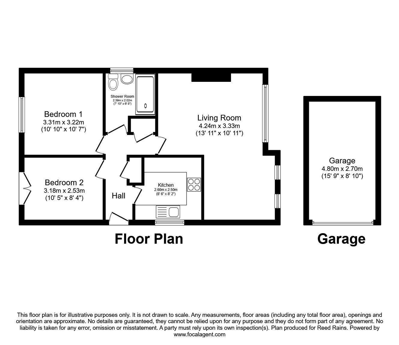 Floorplan of 2 bedroom Detached Bungalow for sale, Ridings Lane, Lofthouse, West Yorkshire, WF3