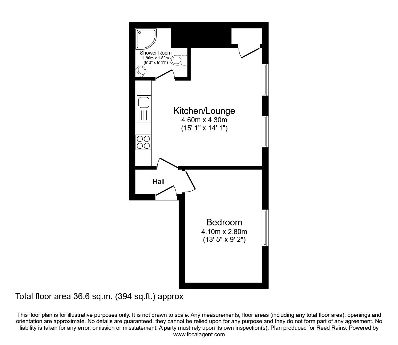 Floorplan of 1 bedroom  Flat to rent, Barstow Square, Wakefield, West Yorkshire, WF1