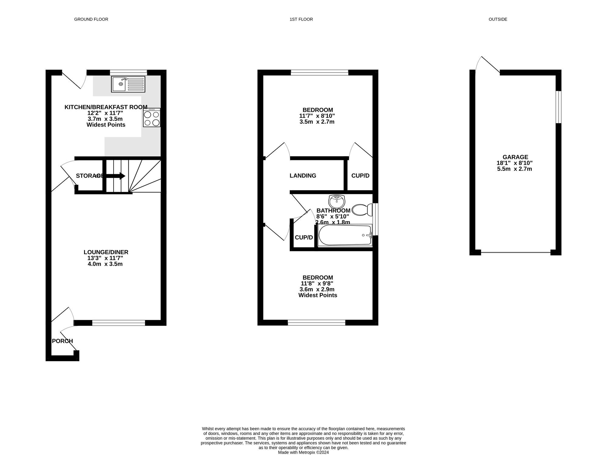 Floorplan of 2 bedroom Semi Detached House to rent, Newlands, Ashford, Kent, TN23