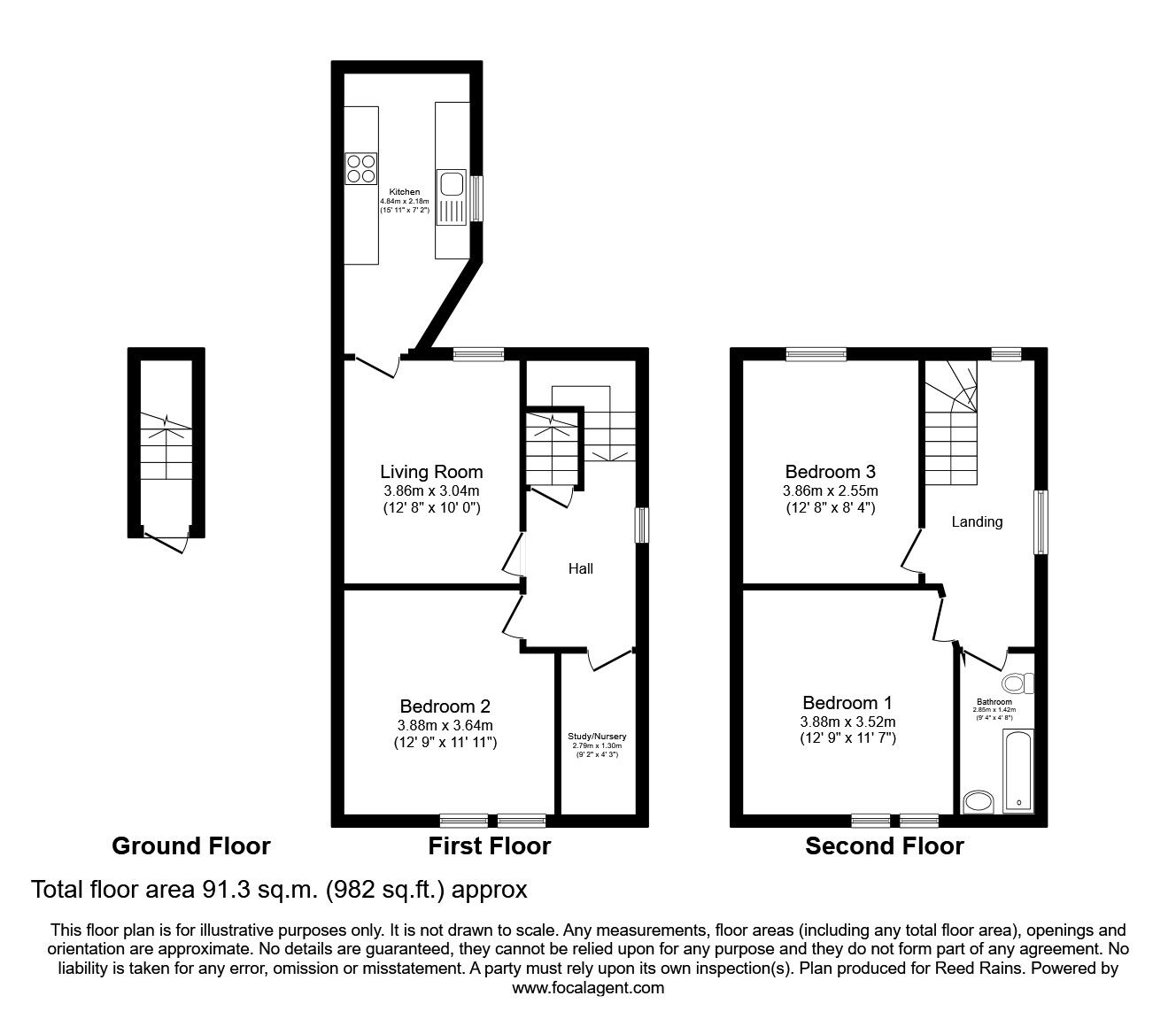 Floorplan of 2 bedroom End Terrace Flat to rent, Crosby Green, Liverpool, Merseyside, L12