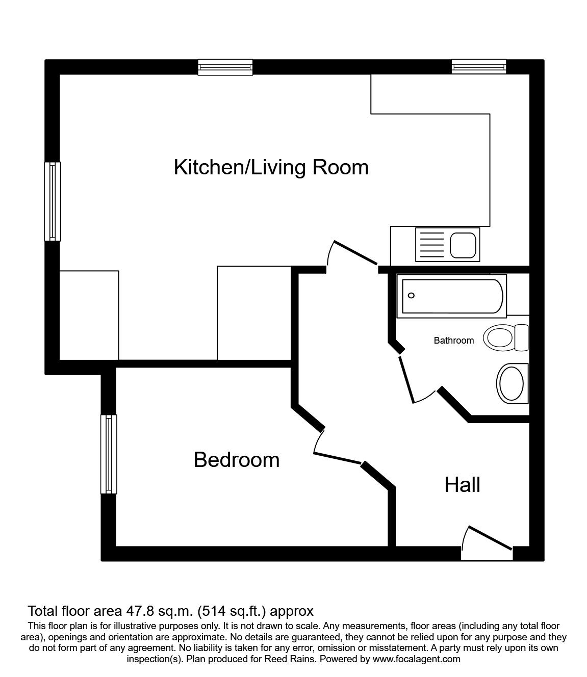 Floorplan of 1 bedroom  Flat to rent, Old Coach Road, Runcorn, Cheshire, WA7