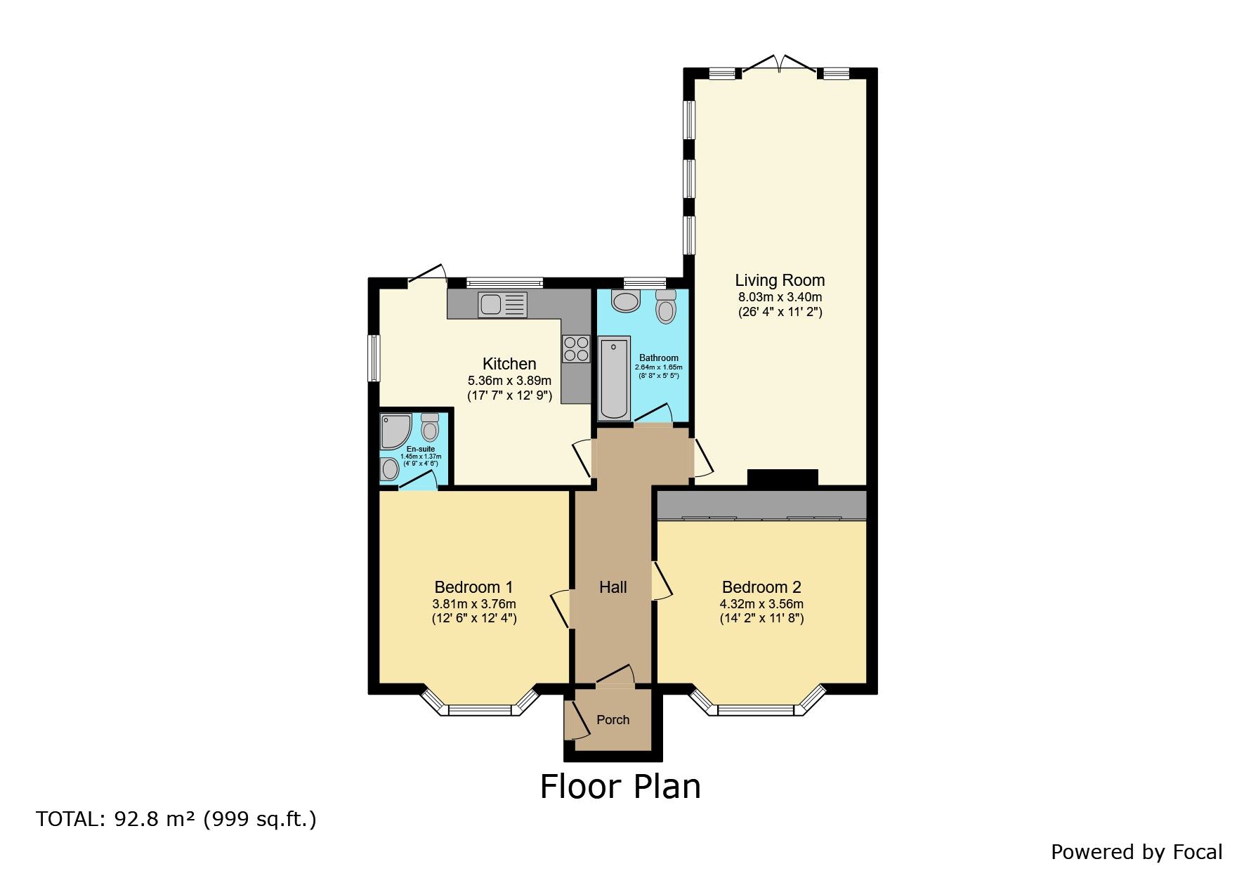 Floorplan of 2 bedroom Detached Bungalow for sale, Cronton Lane, Widnes, Cheshire, WA8