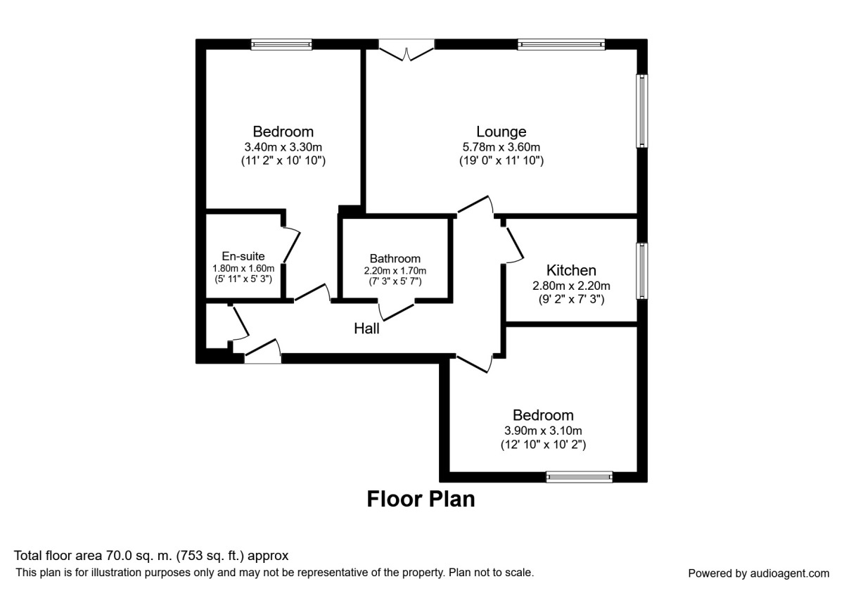 Floorplan of 2 bedroom  Flat for sale, Waterside Court Old Coach Road, Runcorn, Cheshire, WA7