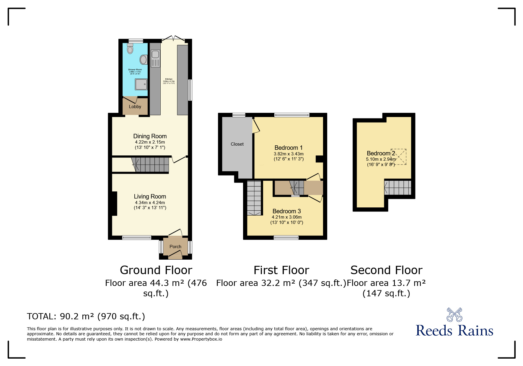 Floorplan of 2 bedroom Mid Terrace House for sale, Princes Place, Widnes, Cheshire, WA8