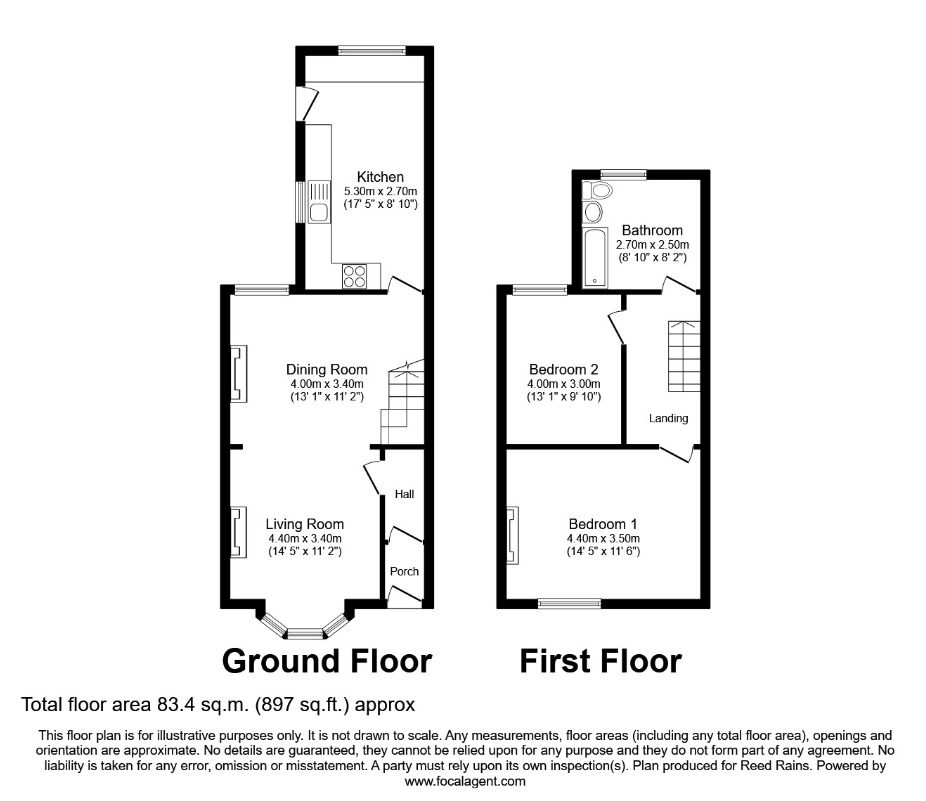 Floorplan of 2 bedroom Mid Terrace House to rent, Park Road, Widnes, Cheshire, WA8