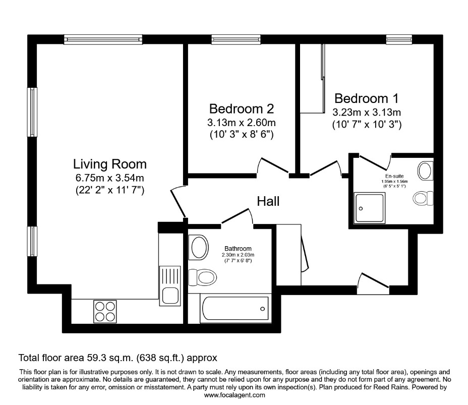 Floorplan of 2 bedroom  Flat to rent, The Decks, Runcorn, Cheshire, WA7