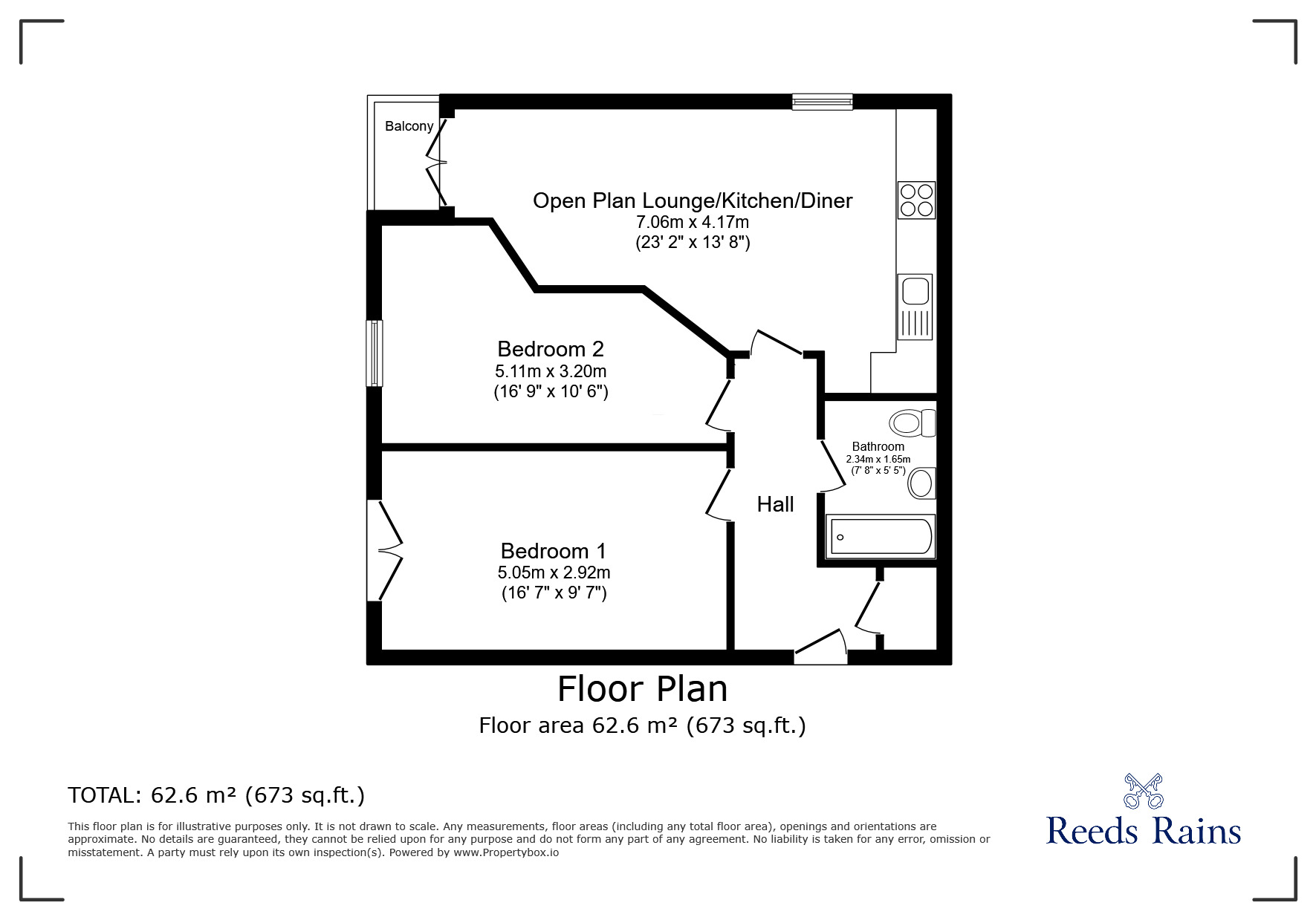 Floorplan of 2 bedroom  Flat for sale, Liebig Court, Widnes, Cheshire, WA8