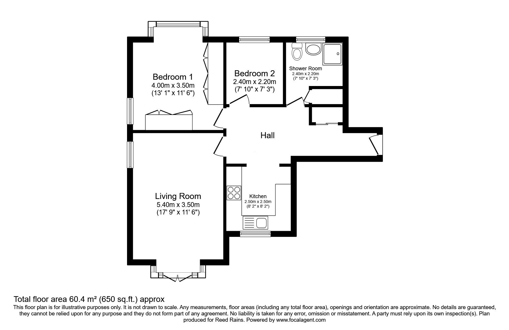 Floorplan of 2 bedroom  Flat for sale, Woodacres Court, Cheshire, SK9