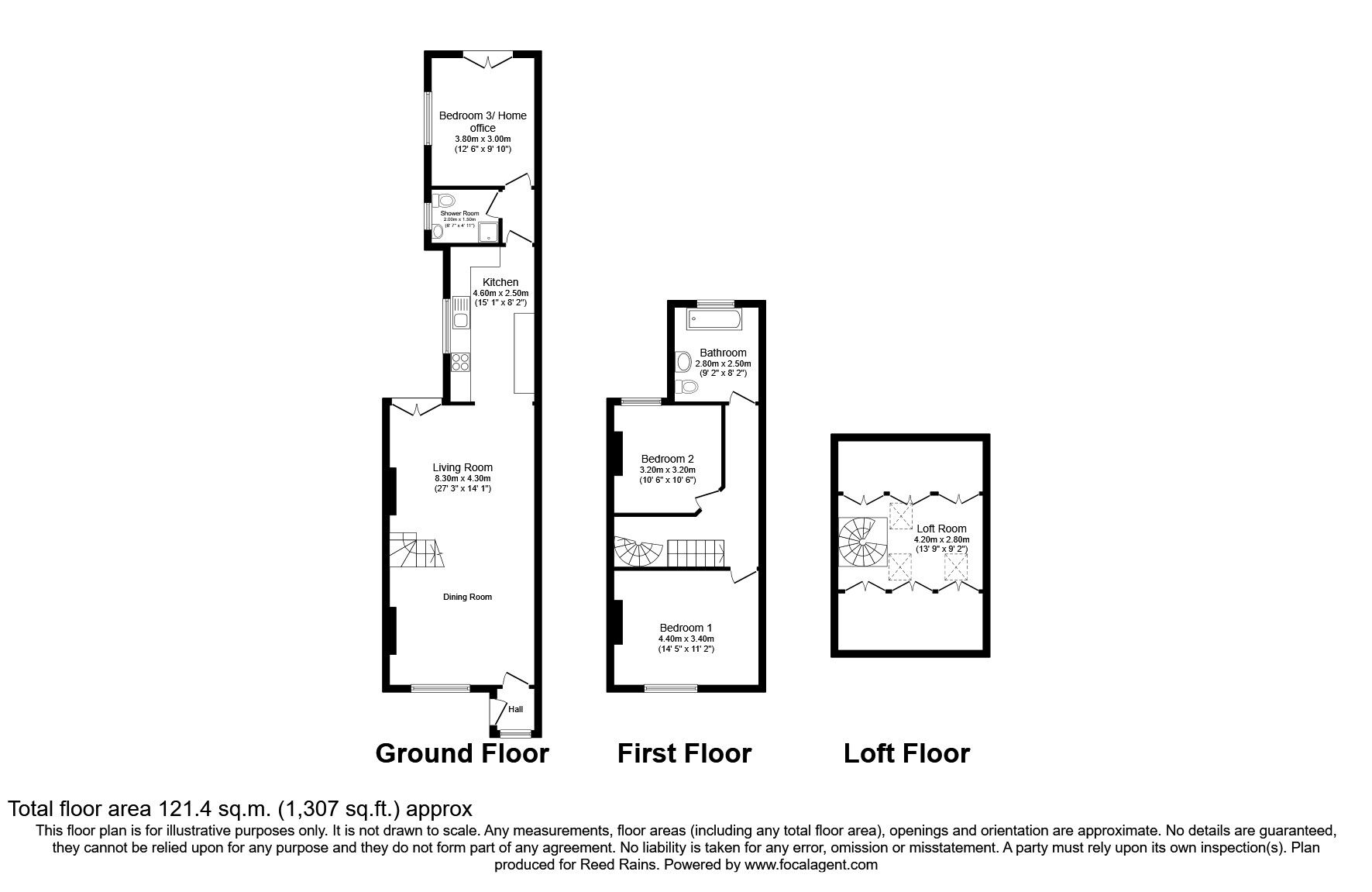 Floorplan of 3 bedroom Semi Detached House for sale, South Oak Lane, Wilmslow, Cheshire, SK9