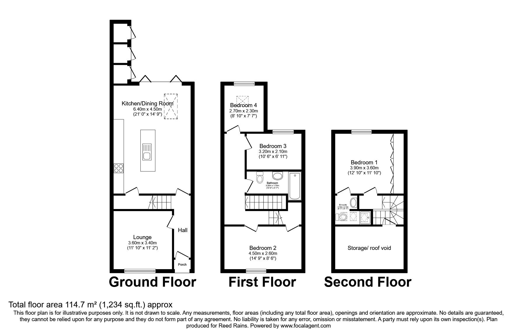 Floorplan of 4 bedroom Mid Terrace House for sale, Lacey Green, Wilmslow, Cheshire, SK9