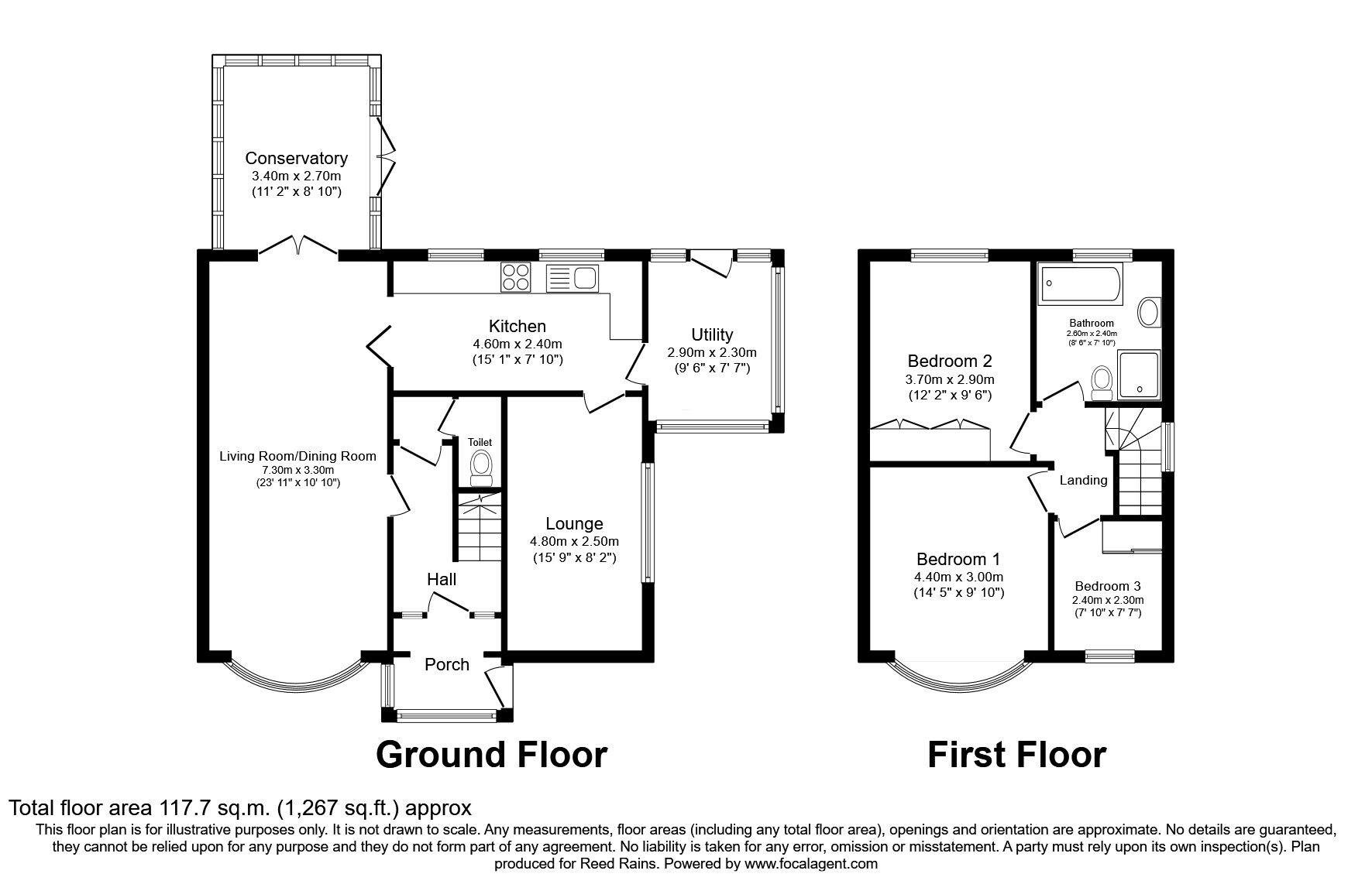 Floorplan of 3 bedroom Detached House for sale, Ullswater Road, Handforth, Cheshire, SK9