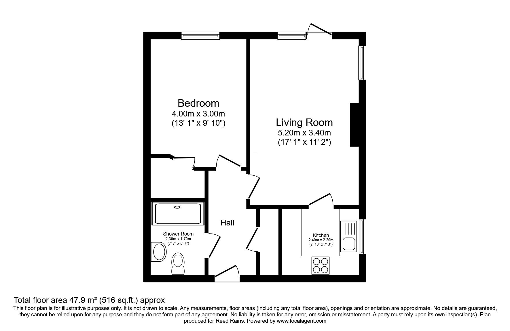 Floorplan of 1 bedroom  Flat for sale, Wilmslow Road, Handforth, Cheshire, SK9