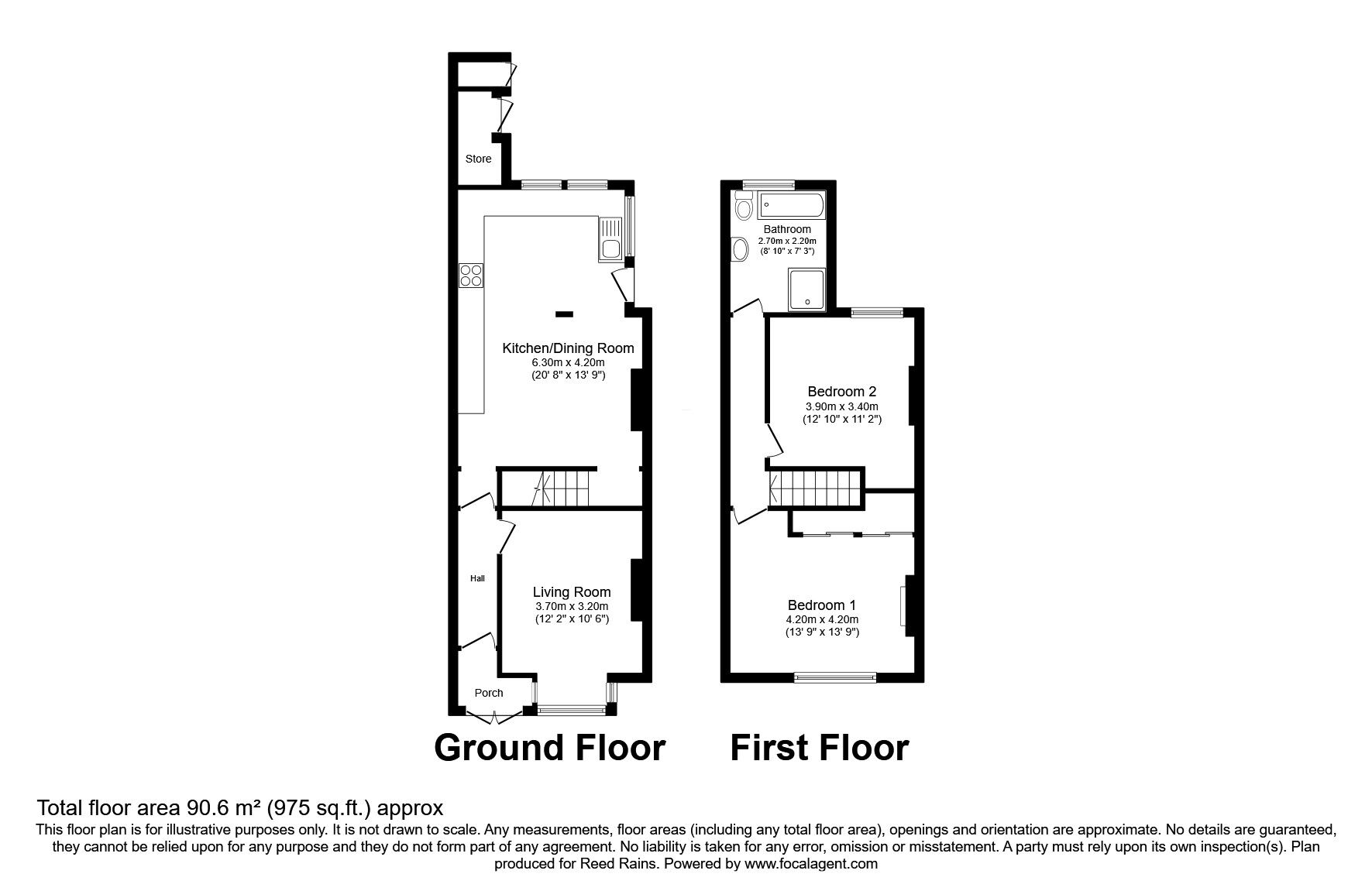 Floorplan of 2 bedroom Semi Detached House for sale, Dean Row Road, Wilmslow, Cheshire, SK9