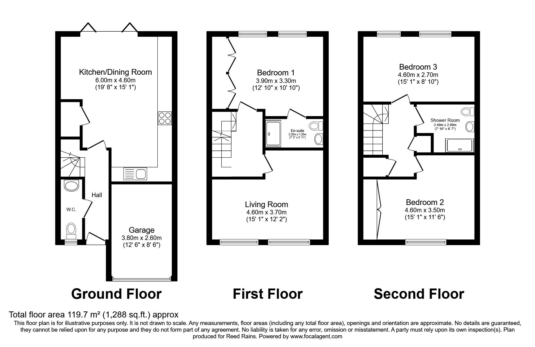 Floorplan of 3 bedroom Mid Terrace House for sale, Finsbury Way, Handforth, Wilmslow, SK9